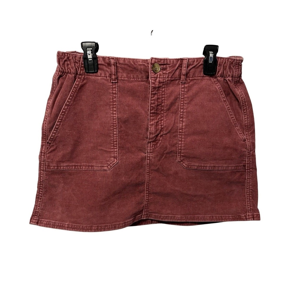 American Eagle Corduroy Mini Skirt Women‎ Size 10 Burgundy Stretch pockets